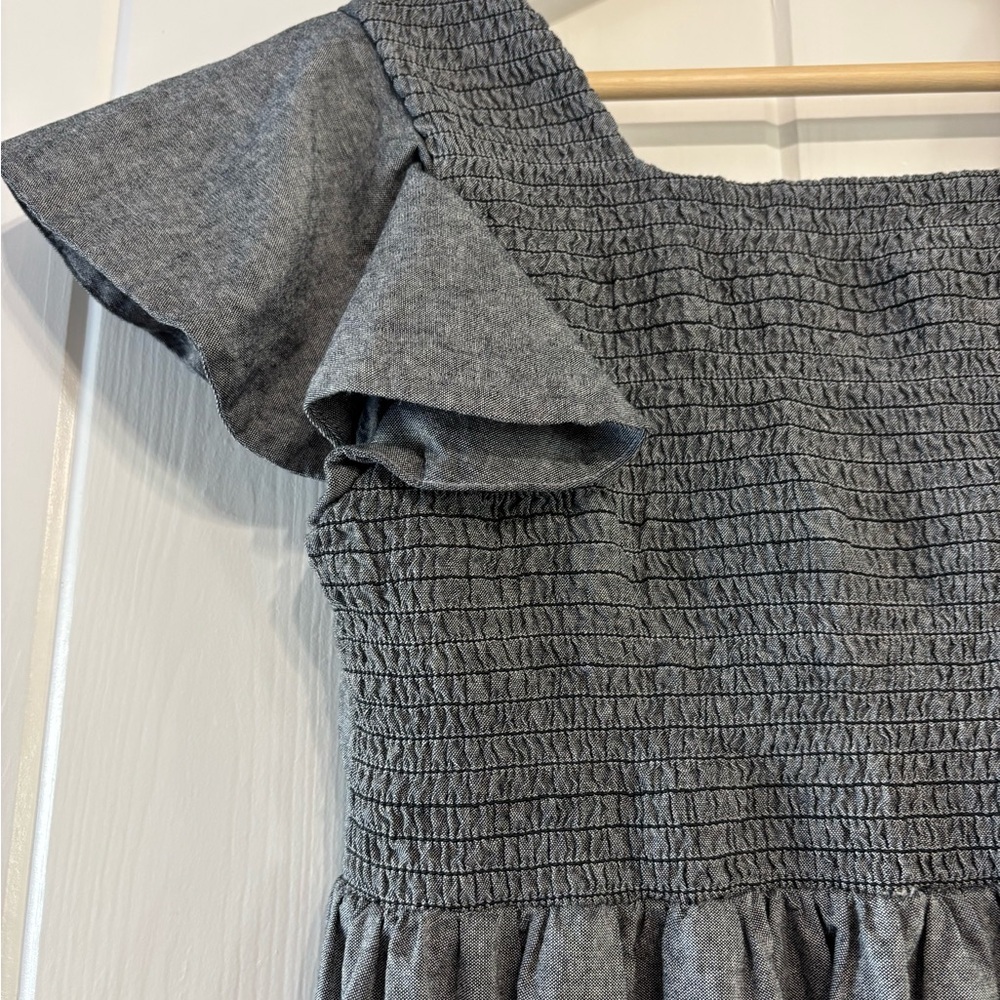Albion Charcoal Midi Dress with Square Neck and Flutter Sleeves - Picture 5 of 10